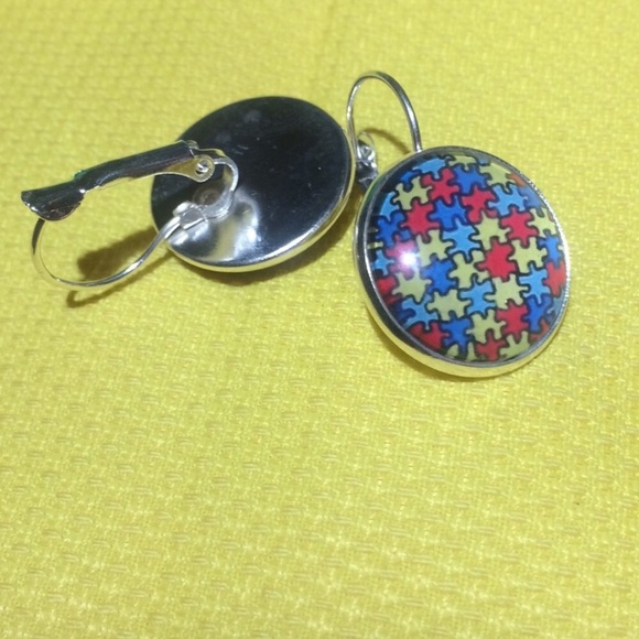 Autism Awareness Puzzle Piece Earring - Picture 2 of 2